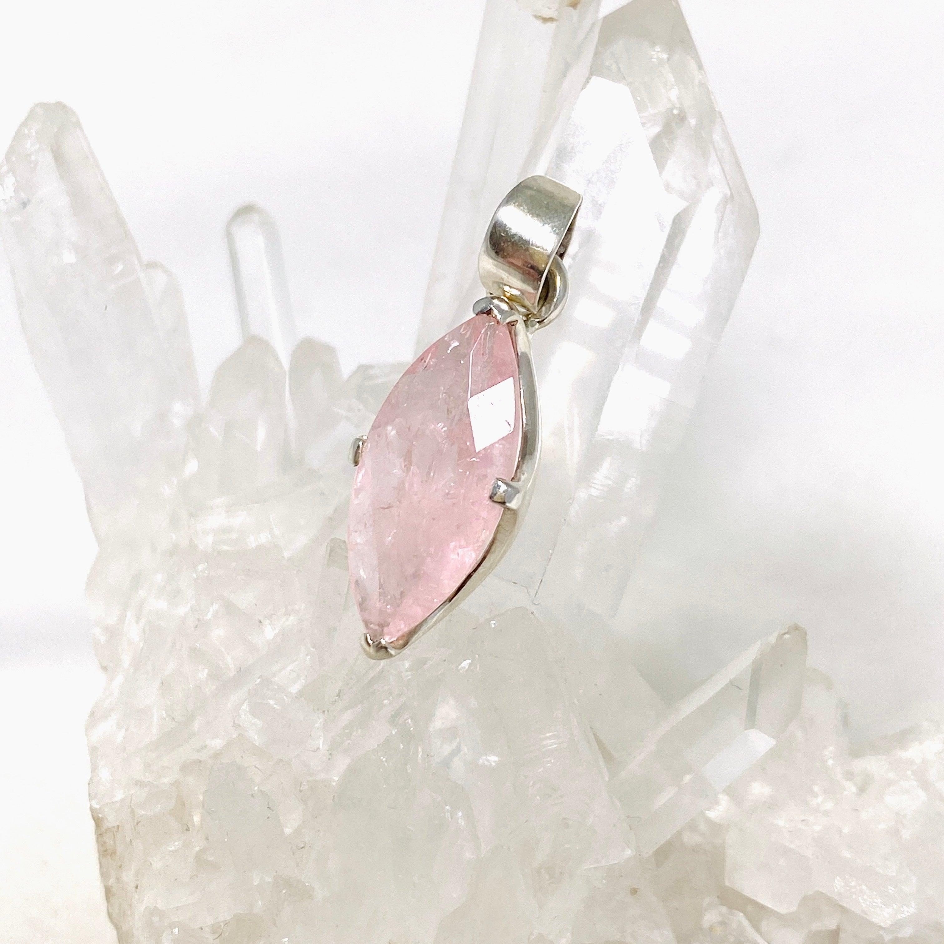 Morganite Faceted Marquise Pendant Necklace PPGJ689 - Elegant Jewelry for Women, Perfect for Weddings, Anniversaries & Special Occasions