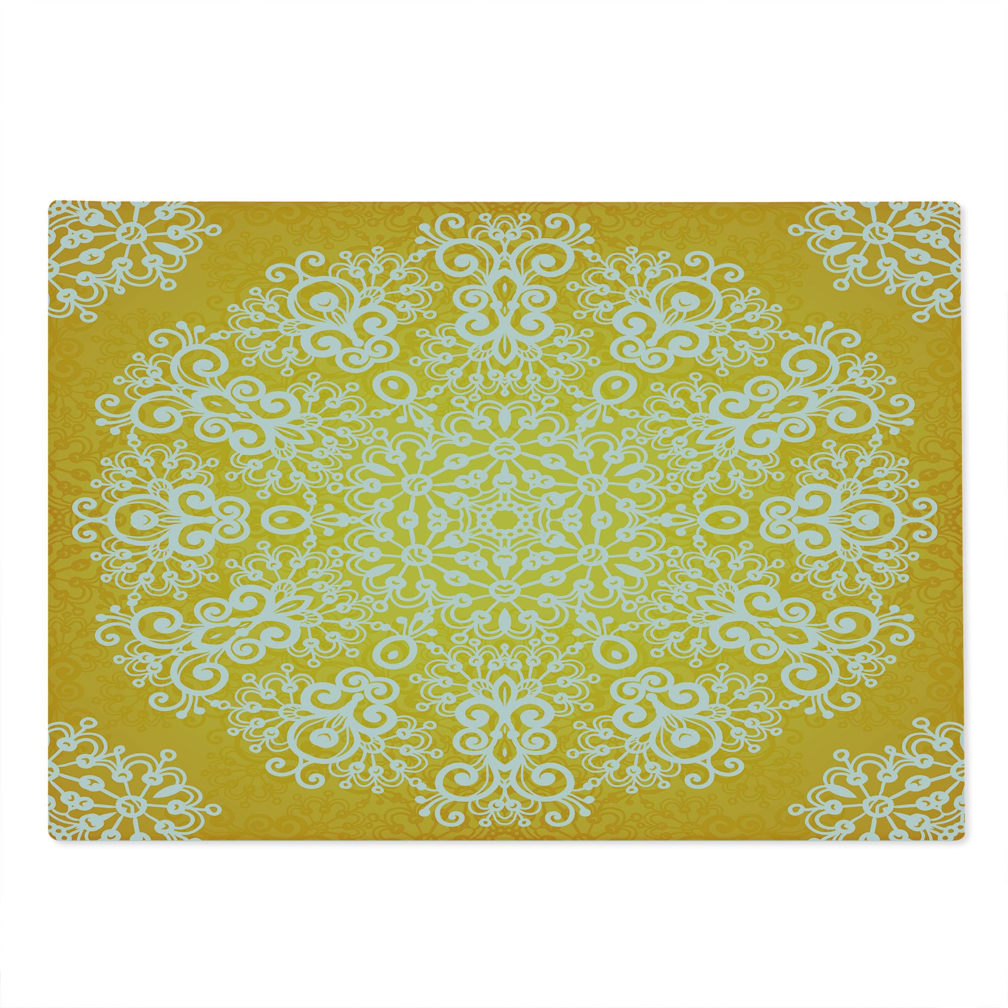 Ambesonne Yellow Glass Cutting Board - Floral Tribal Design for Kitchen & Serving