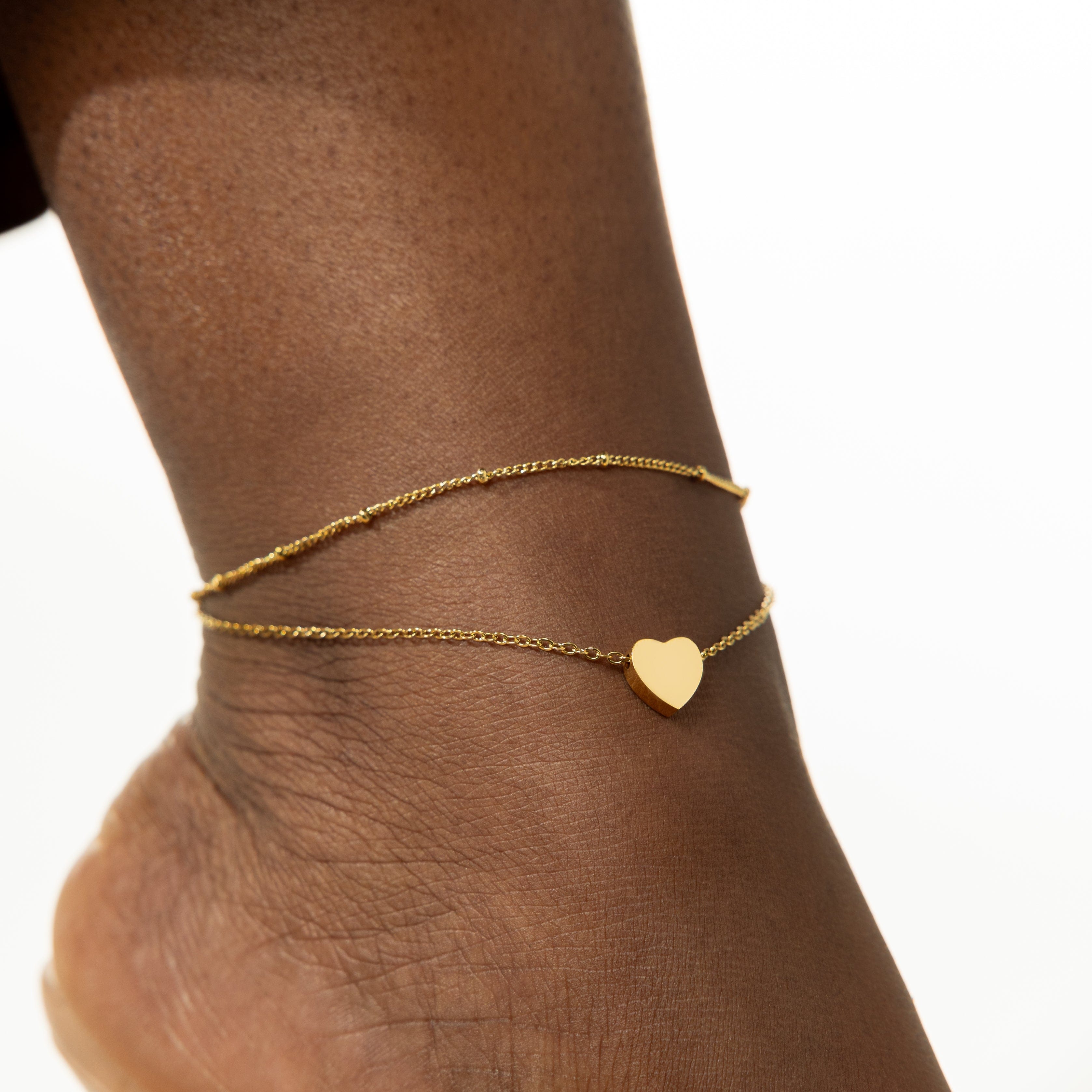 Dotted & Heart Stacker Anklet - Trendy Layered Ankle Bracelet for Women - Perfect for Beach, Summer Outfits & Boho Style