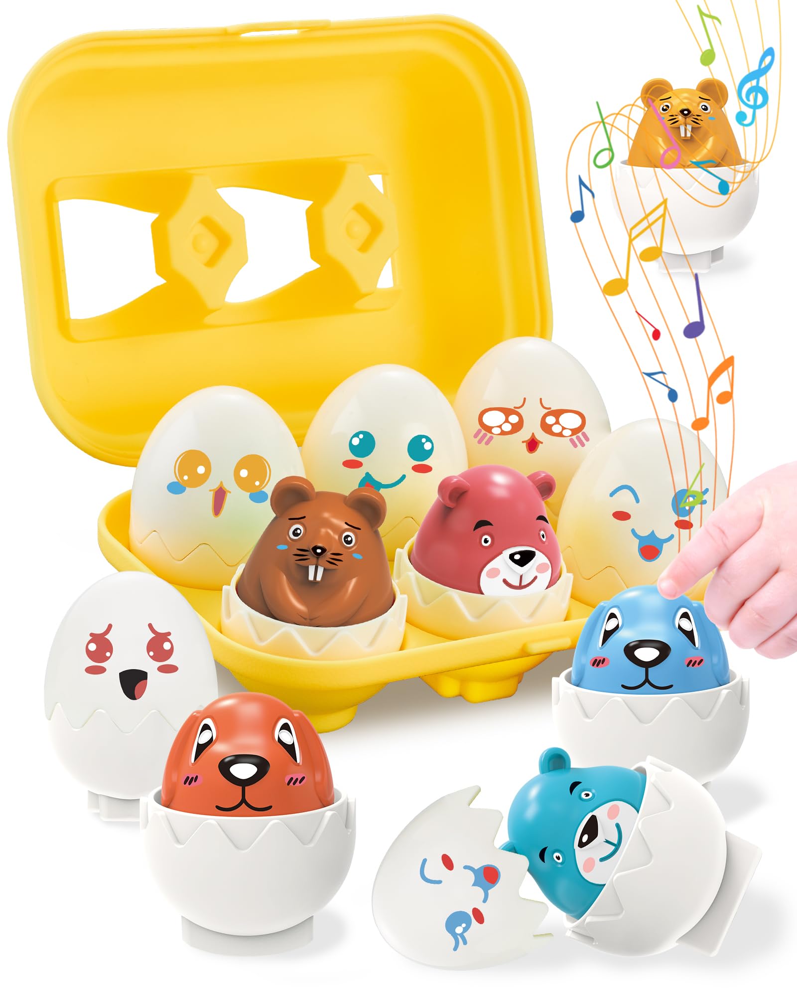 Easter Egg Toys for Toddlers 1-3 Years - Prefilled Sensory Eggs with Fun Toys Inside, Easter Basket Stuffers & Matching Game for 1-3 Year Old Boys Girls - Perfect Easter Gifts for Toddlers, Egg Hunt & Sensory Play Activities