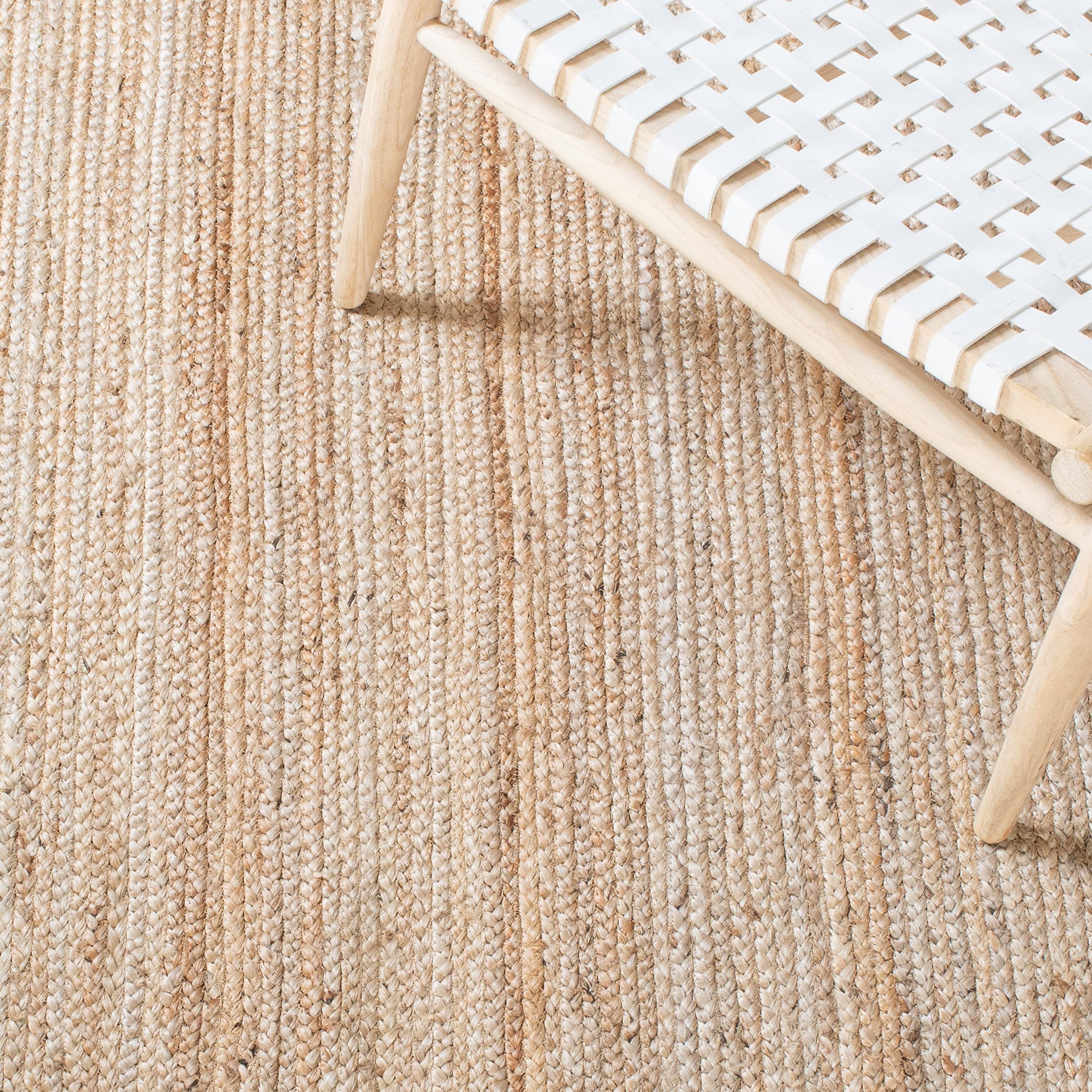 SAFAVIEH Natural Fiber Collection Handmade Jute Area Rug - 8' x 10', Orange & Natural, Farmhouse Style with Border, Durable for High Traffic Areas | Perfect for Living Room, Bedroom, Dining Room & Home Decor (NF109P)