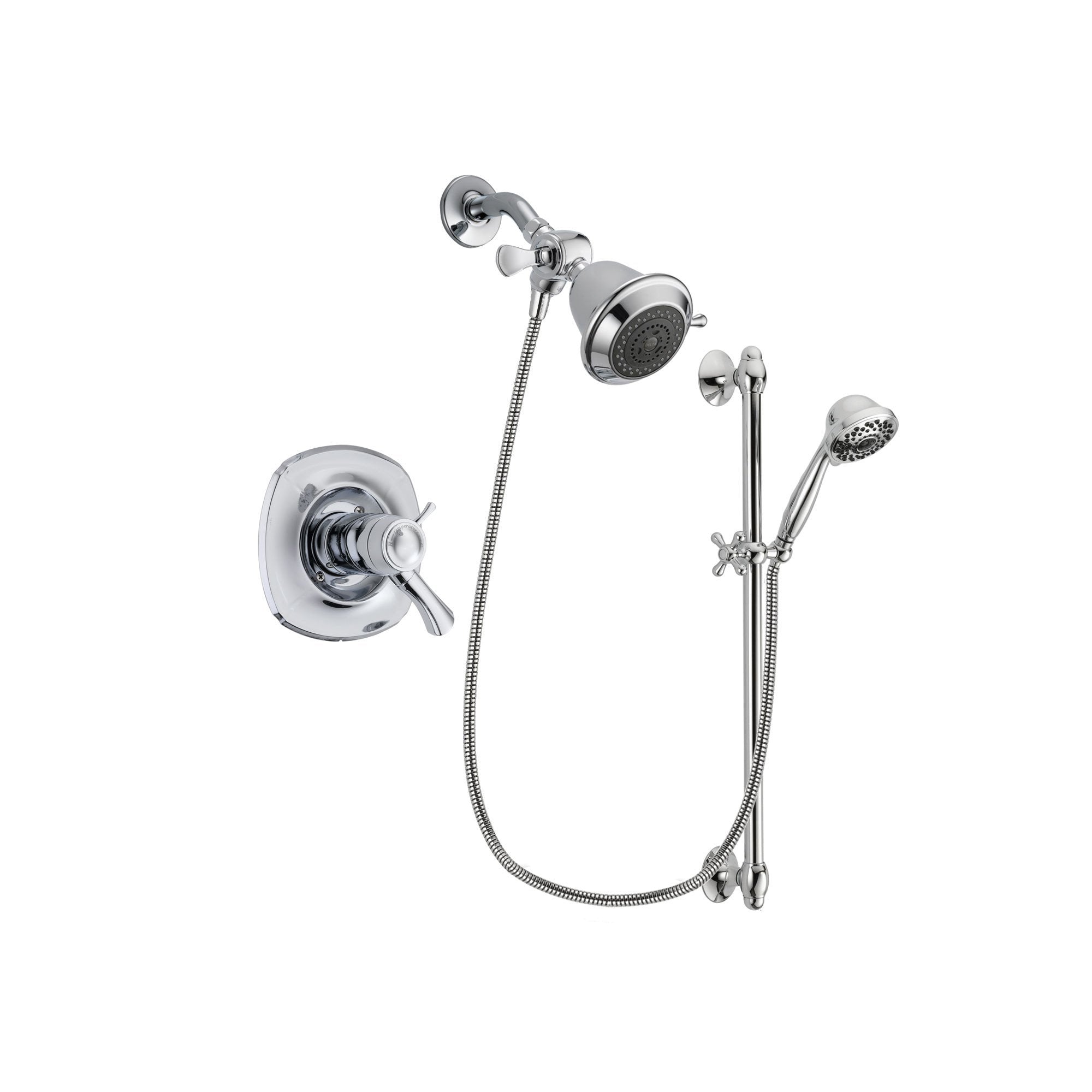 Delta Addison Chrome Finish Thermostatic Shower Faucet System with Rainfall Shower Head & 7-Spray Handheld - Complete Bathroom Upgrade Kit with Slide Bar & Rough-in Valve (DSP0568V) - Perfect for Modern Home Renovation & Spa-Like Shower Experience