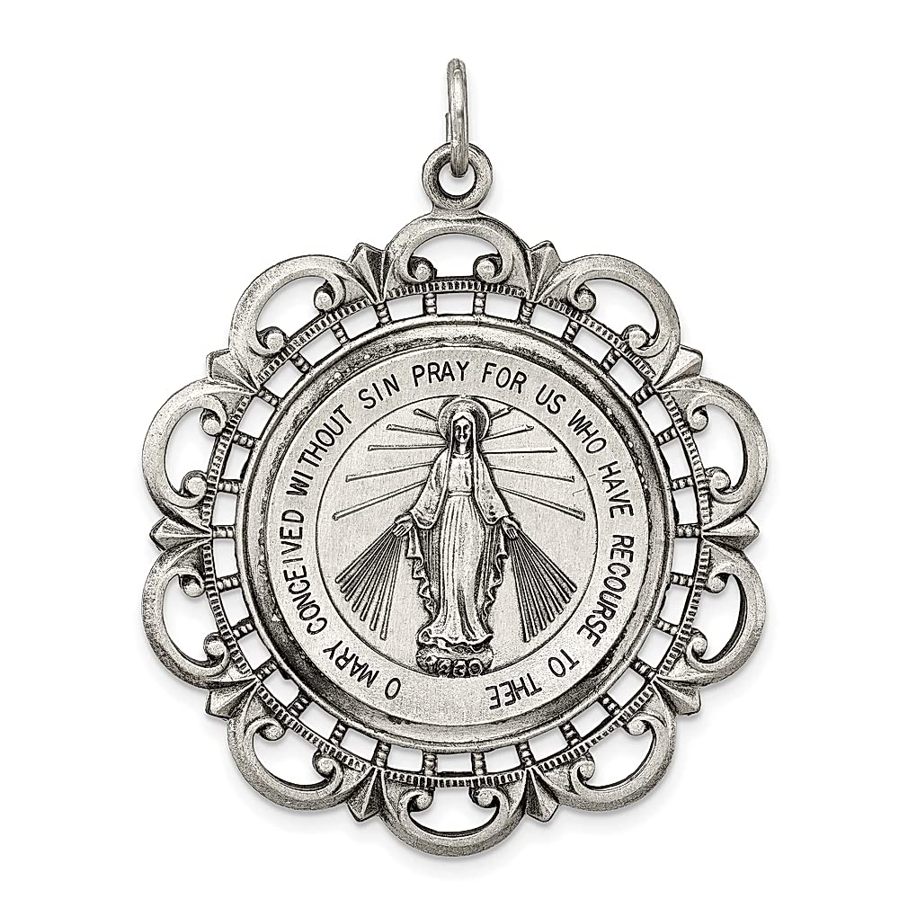 925 Sterling Silver Miraculous Medal Pendant Necklace - Religious Jewelry for Women, Catholic Gifts for Her - Perfect for Baptism, First Communion & Everyday Faith Inspiration
