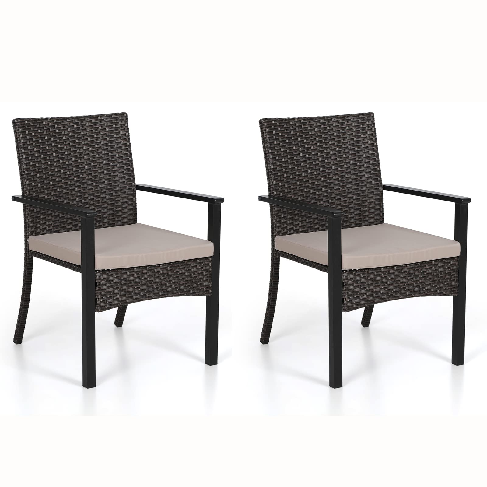 Sophia & William 2-Piece Patio Chair Set - Lightweight Rattan Outdoor Dining Chairs with All-Weather Wicker & Cushions - Perfect for Backyard, Garden, Poolside & Patio Relaxation