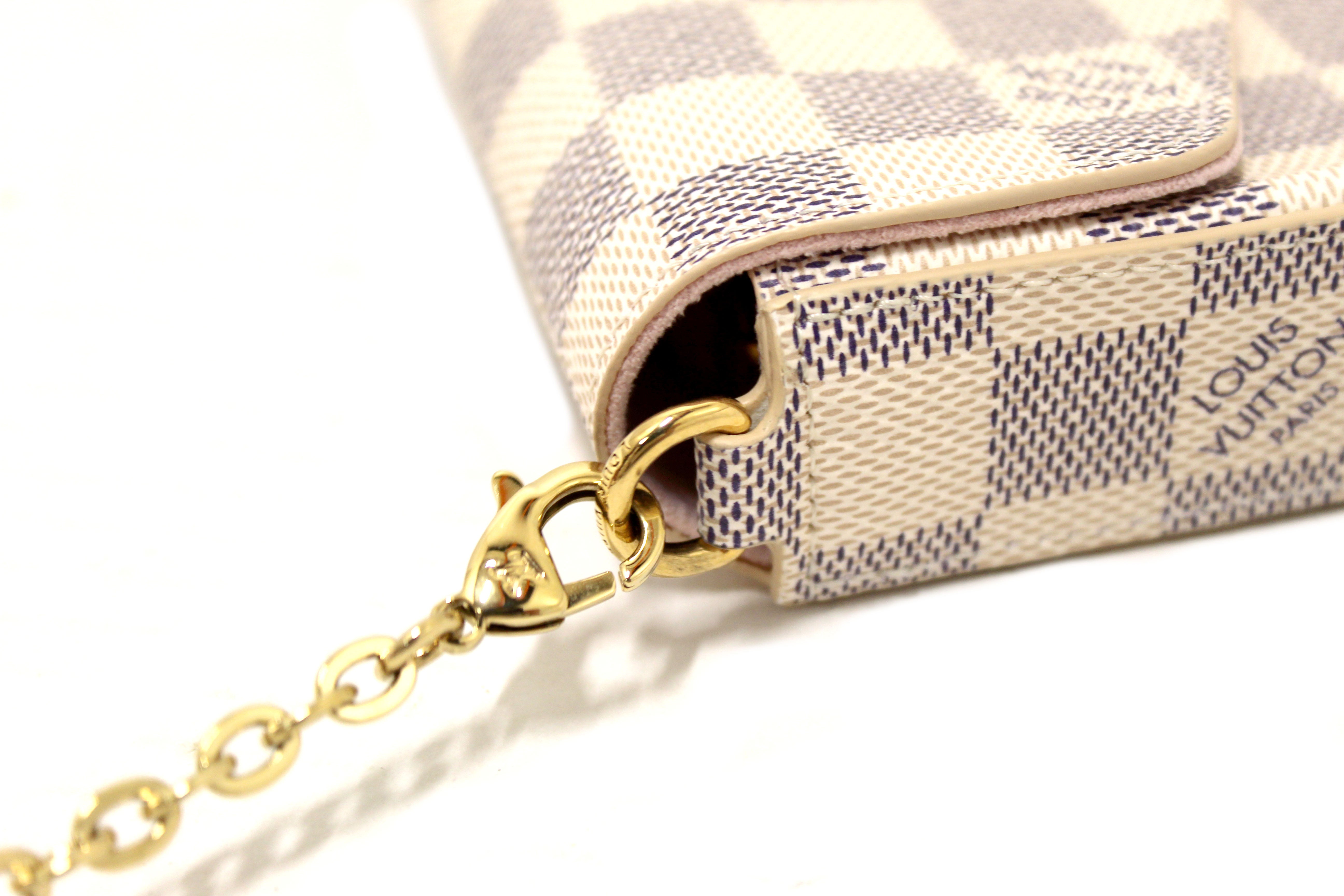 Authentic Louis Vuitton Damier Azur Felicie Pochette Crossbody Bag - Luxury Designer Handbag for Women, Perfect for Date Night & Evening Events