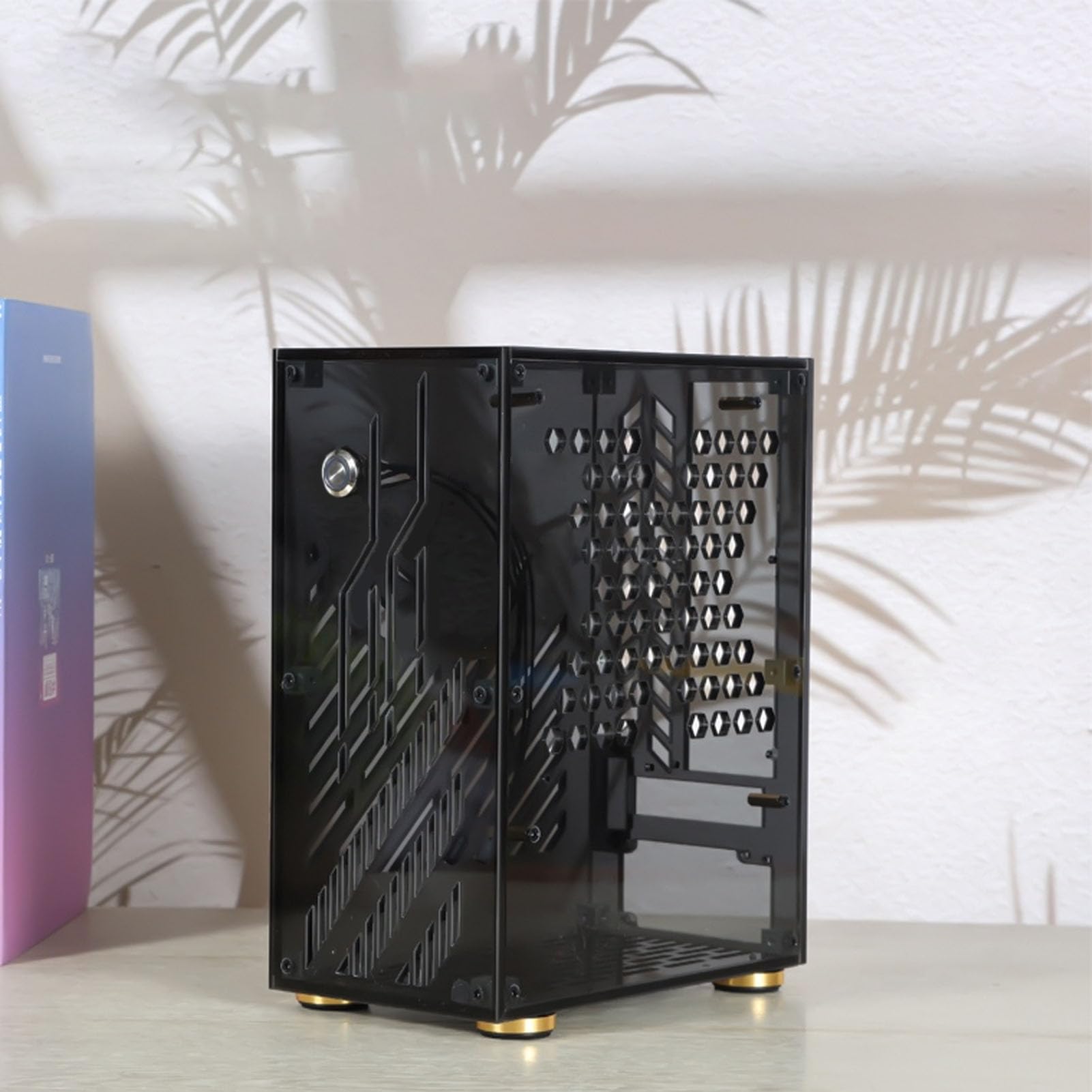 Clear Acrylic Mini ITX Computer Case - 4.3L Compact DIY Gaming PC Case for FLEX Power Supply | Perfect for Small Form Factor Builds, Home Theater PCs & Portable Gaming Rigs (Black)