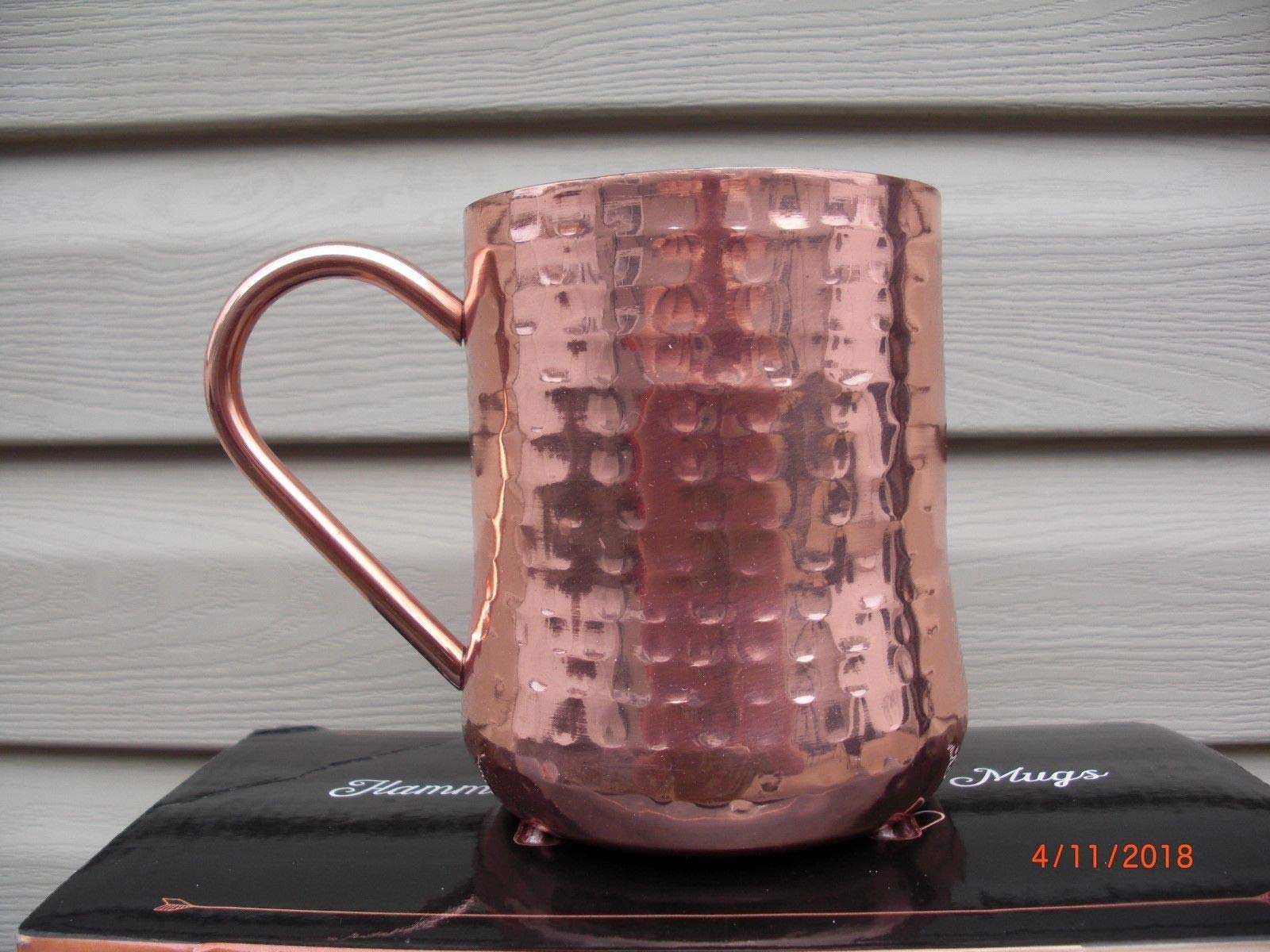 Member's Mark Hammered Copper Wall Mugs - Set of 4 Rustic Bar Mugs for Home Decor, Kitchen & Pub Style Hanging Cups - Perfect for Coffee, Beer & Display (Copper, Hammered Copper Plated)