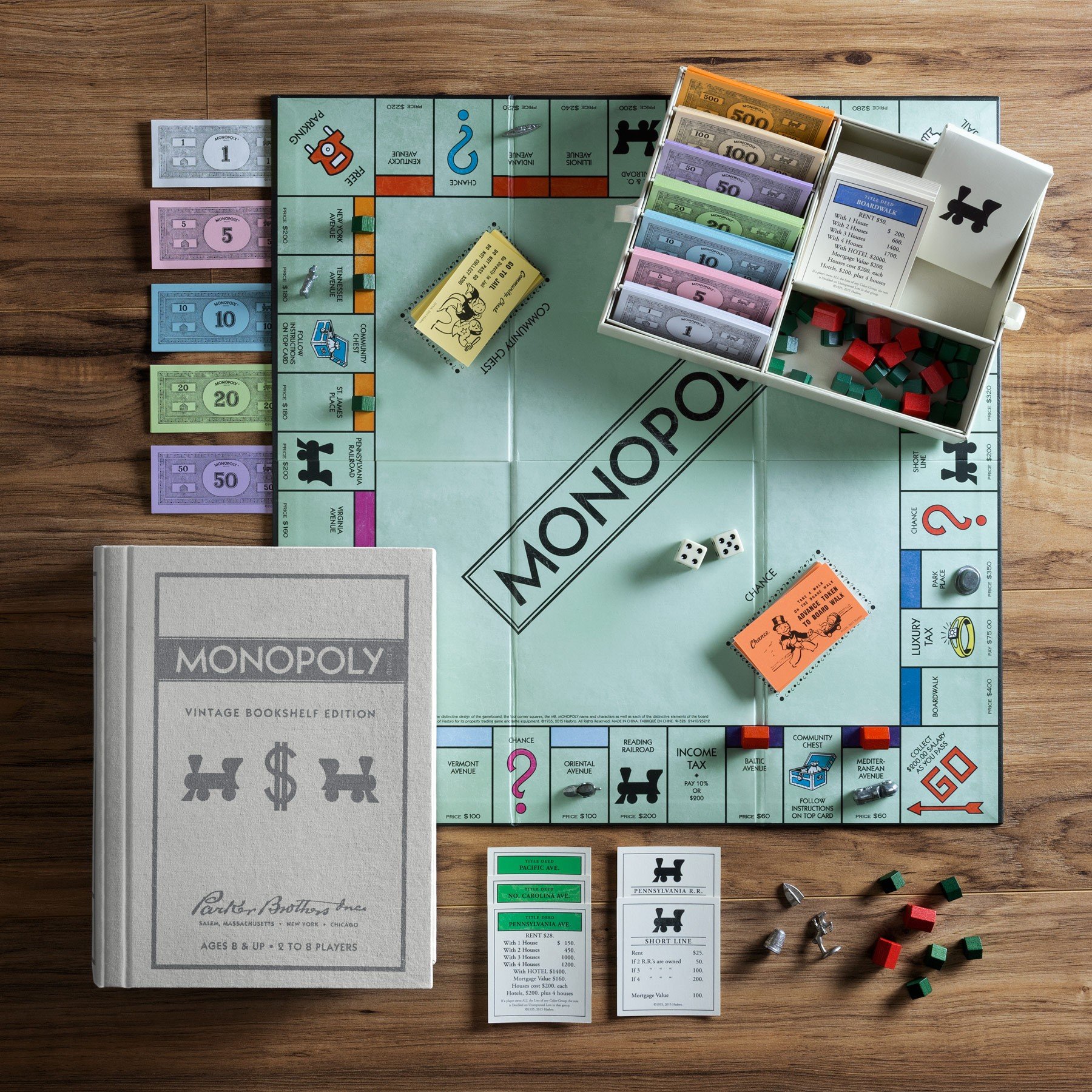 WS Game Company Monopoly, Yahtzee, and Catch Phrase Vintage Board Game Bookshelf Collection - Classic Family Board Games Set for Game Nights, Parties, and Collectors