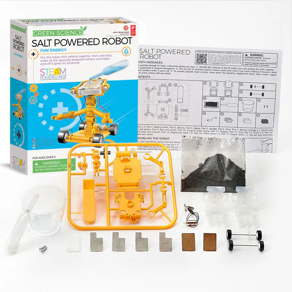 Green Science Salt Water Powered Robot Kit - STEM Educational Toy for Kids - Fun Science Experiment & Learning Activity for Home & Classroom