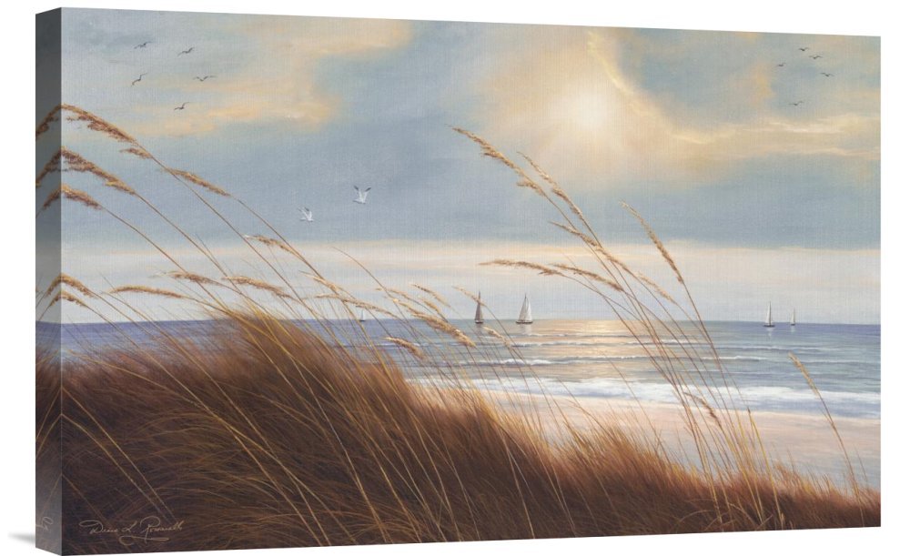 Diane Romanello Sailboat Breezeway Canvas Wall Art Print - Gallery Wrapped Giclee on Canvas - Nautical Home Decor for Living Room, Bedroom & Office