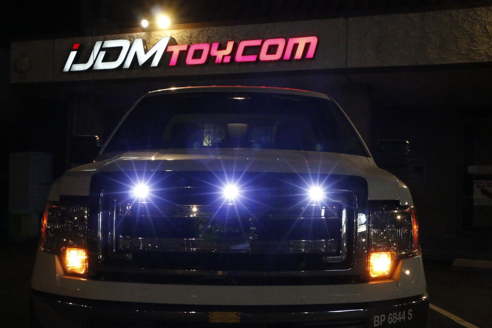 3pc Ford SVT Raptor Style LED White Grille Lighting Kit - Universal Fit for Trucks & SUVs | Off-Road, Night Driving & Custom Car Styling