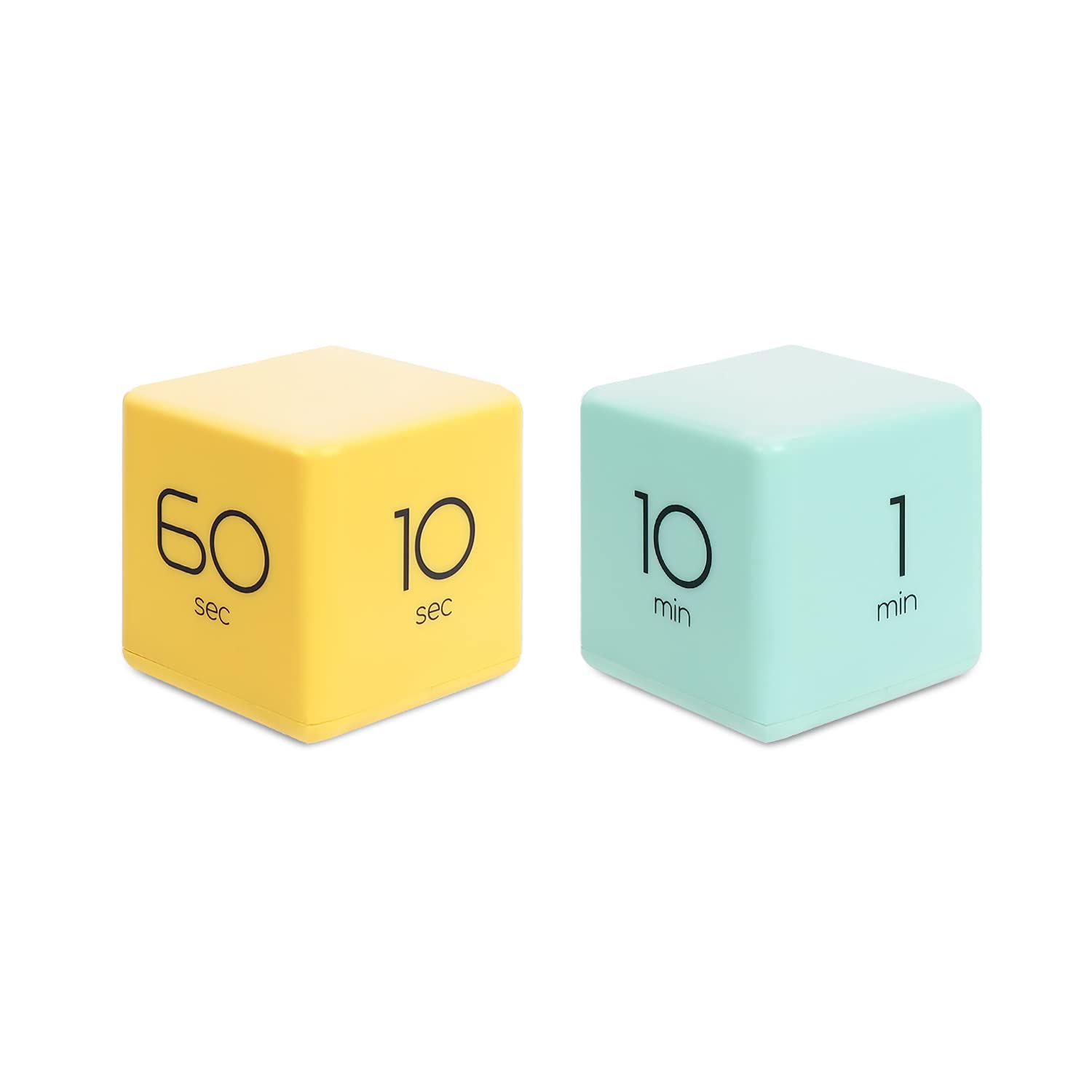 Mooas Yellow & Mint Cube Timer Bundle (10,20,30,60 Minutes) - 8 Settings - Study Timer, Kitchen Timer, Workout Timer & Kids Timer for Classroom, Office, Gym and Home Use