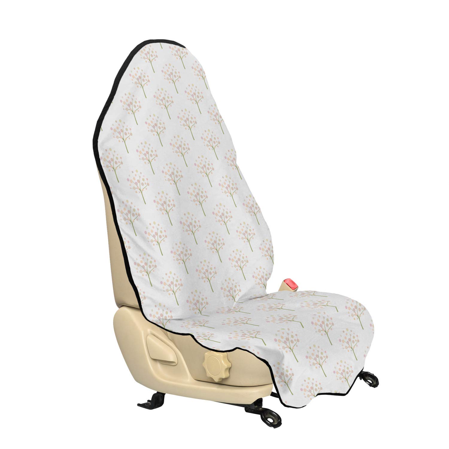 Ambesonne Pastel Car Seat Hoodie - Soft Abstract Tree Pattern with Colorful Rounds, Universal Non-Slip Car Seat Cover Protector (30