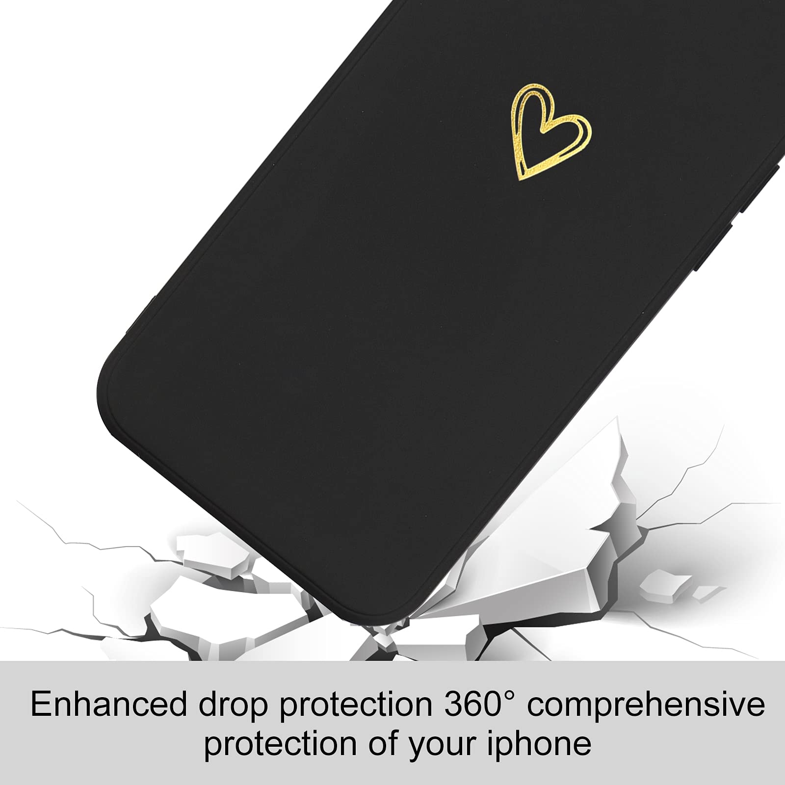 Cute Slim Shockproof iPhone 13 Case with Wireless Charging Support - Protective Black Phone Cover for Everyday Use, Travel & Outdoor Activities