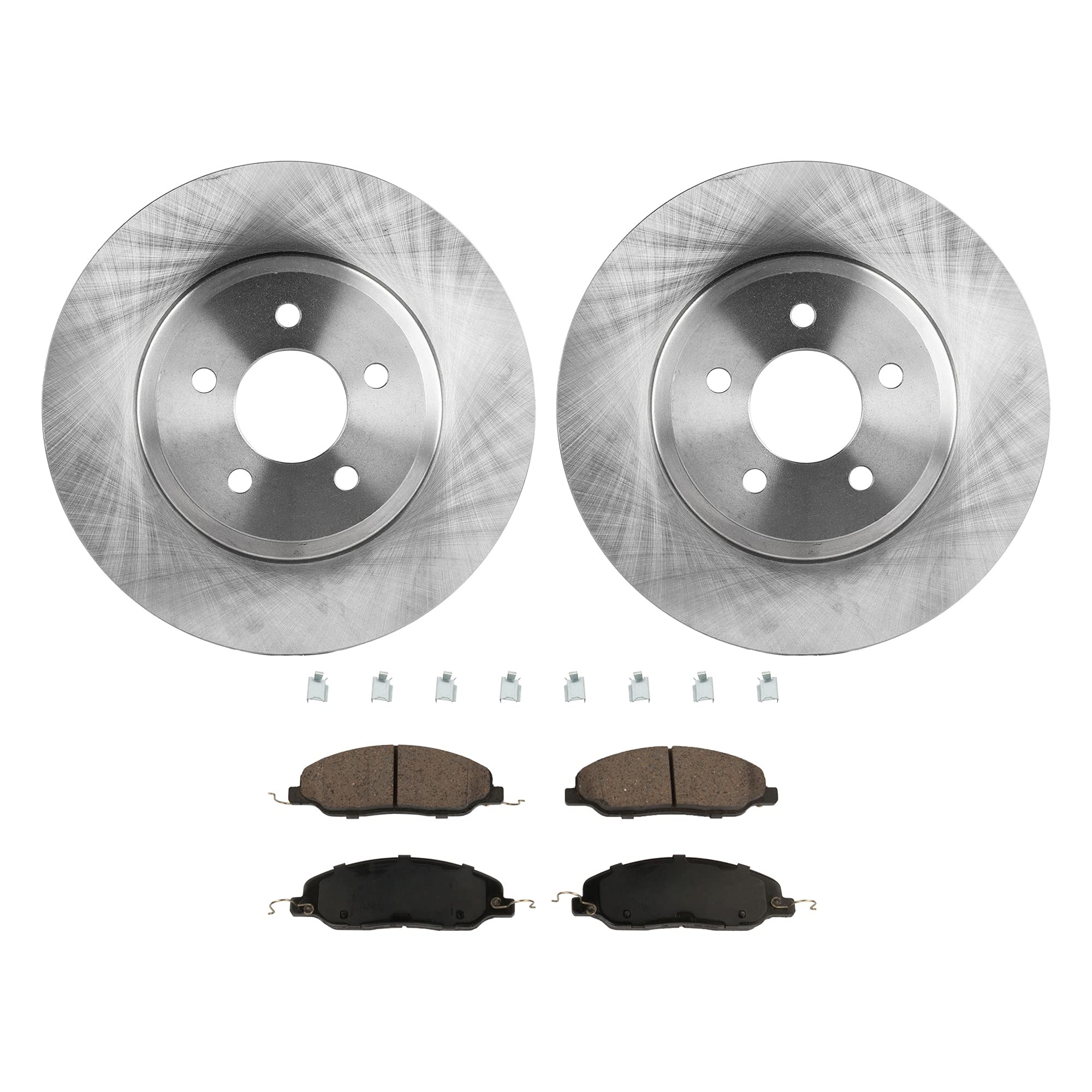 High-Performance Front Brake Disc and Pad Kit (2-Wheel Set) for 2005-2010 Ford Mustang - Ceramic Brake Pads, 5-Lug Cast Iron Rotors - Perfect for Street Racing & Daily Driving