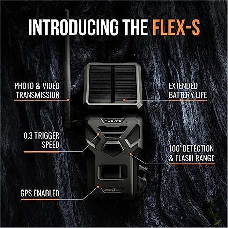SPYPOINT Flex-S Solar Cellular Trail Camera (2 Pack) - Solar Powered LTE Game Camera with 100ft Night Vision, Internal Battery & Backup Option - Ideal for Hunting, Wildlife Monitoring & Outdoor Security