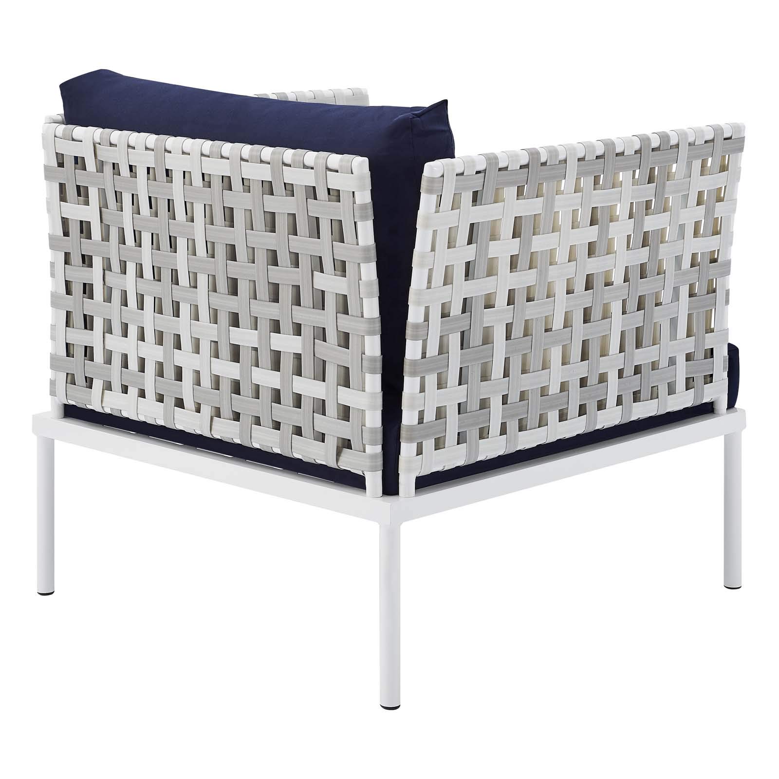 Modway Harmony Outdoor Patio Armchair - Sunbrella® Basket Weave Aluminum Frame in Taupe Navy - Perfect for Poolside, Garden, Deck & Patio Relaxation