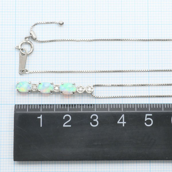 18K White Gold Opal and Diamond Necklace for Women - Elegant Jewelry Gift for Birthday, Anniversary & Special Occasions