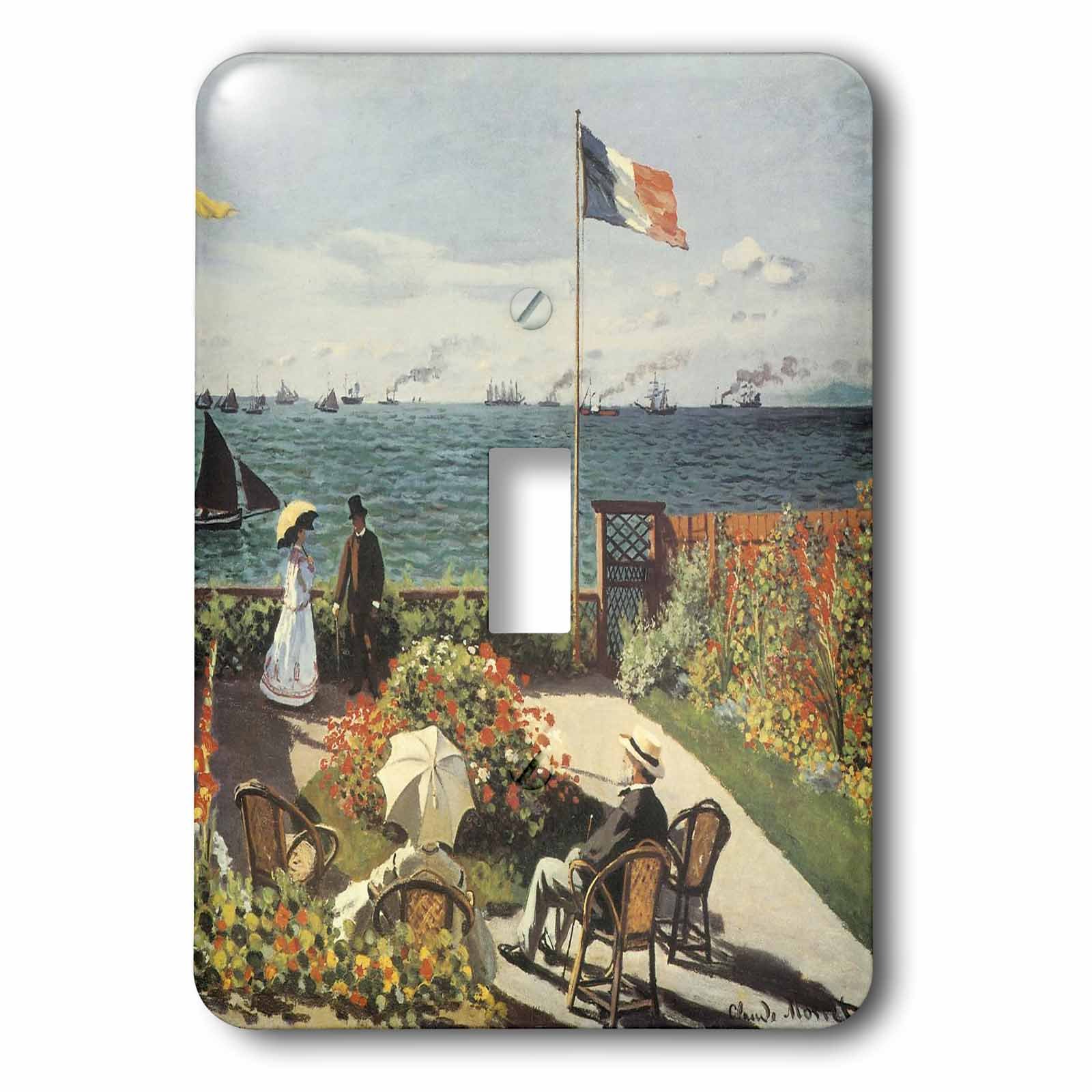 3D Rose Claude Monet Terrace at Sainte Adresse Vintage Art Light Switch Cover - Decorative Wall Plate for Living Room, Bedroom, Kitchen & Office