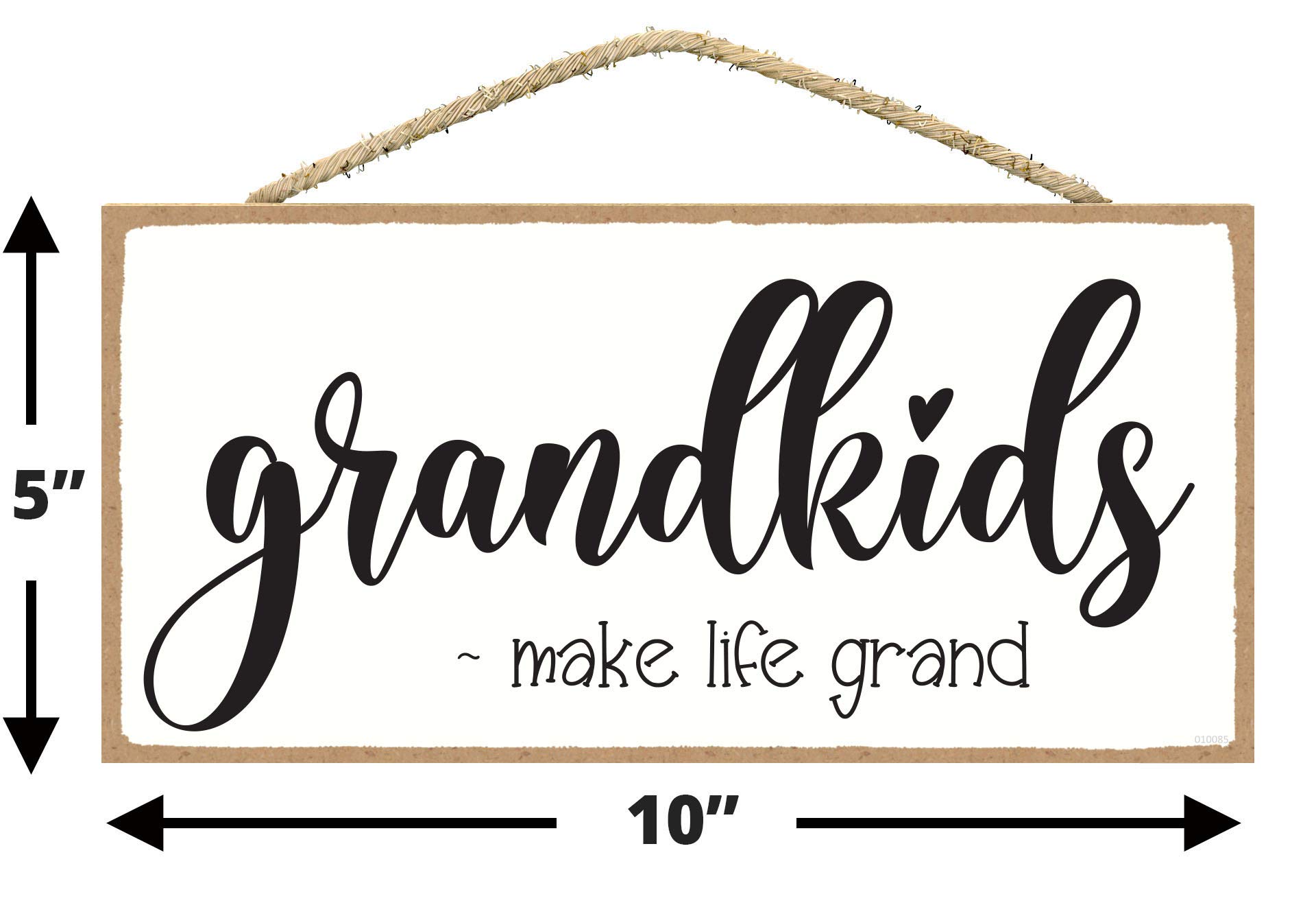 Grandkids Make Life Grand Sign - Rustic Wooden Wall Decor for Grandparents - 5x10 Inch Heartwarming Home Gift - Perfect for Nursery, Living Room & Family Gifts