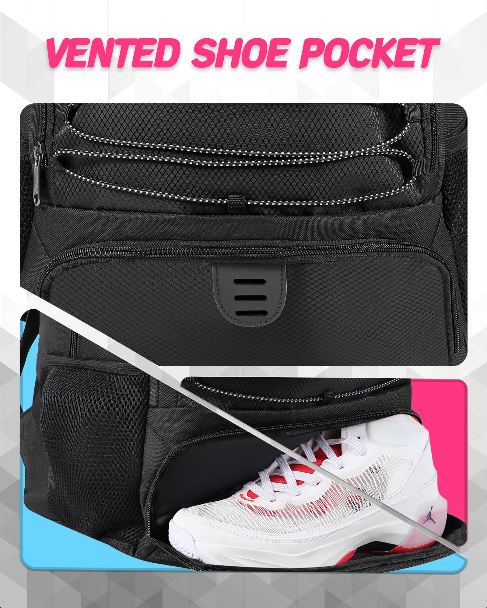 30L Lightweight Breathable Basketball Backpack for Men & Women - Sports Bag with Separate Ball & Shoe Compartments - Perfect for Basketball, Soccer, Volleyball, Football, Gym, School & Travel