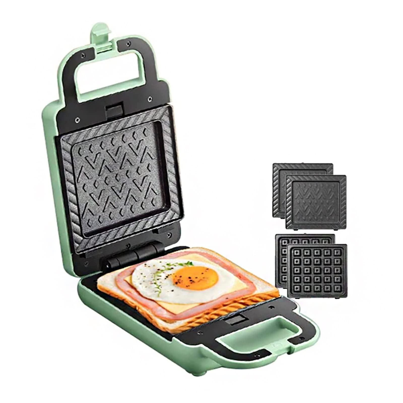 2-in-1 Sandwich Toaster & Waffle Maker - Non-Stick Detachable Plates, Panini Press, Toastie Maker for Home - Perfect for Breakfast, Snacks, and Ice Cream Sandwiches (Color: A)