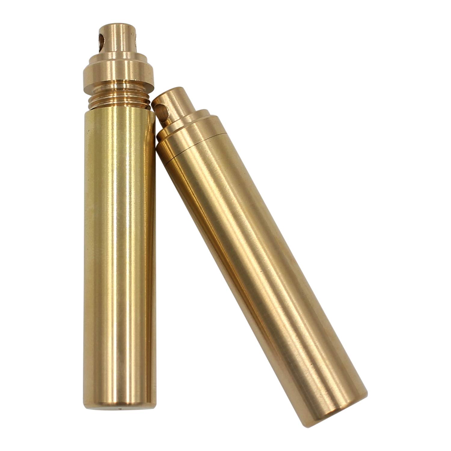 2-Pack Brass Keychain Pill Holder - 2-Inch Portable Medication Container with Top & Bottom Open Design | Perfect for Camping, Hiking, Travel & Outdoor Activities