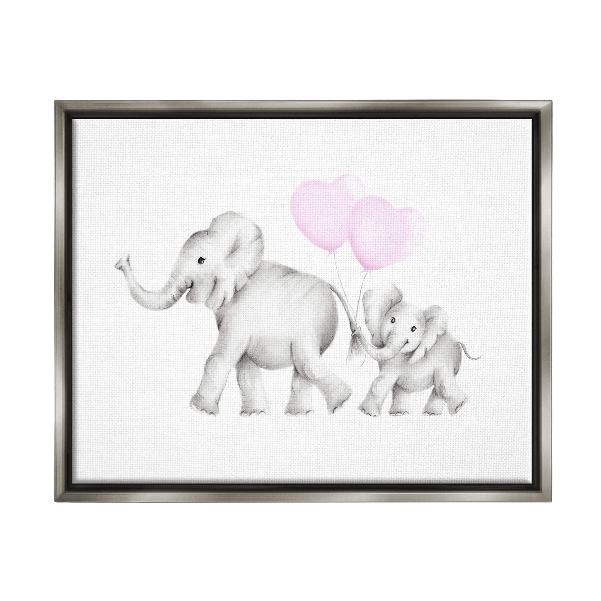 Stupell Industries Mama and Baby Elephants Wall Art - Nursery Decor, Baby Shower Gift, Kids Room Painting by Studio Q | Perfect for Elephant-Themed Nursery, Children's Bedroom & Playroom Decor