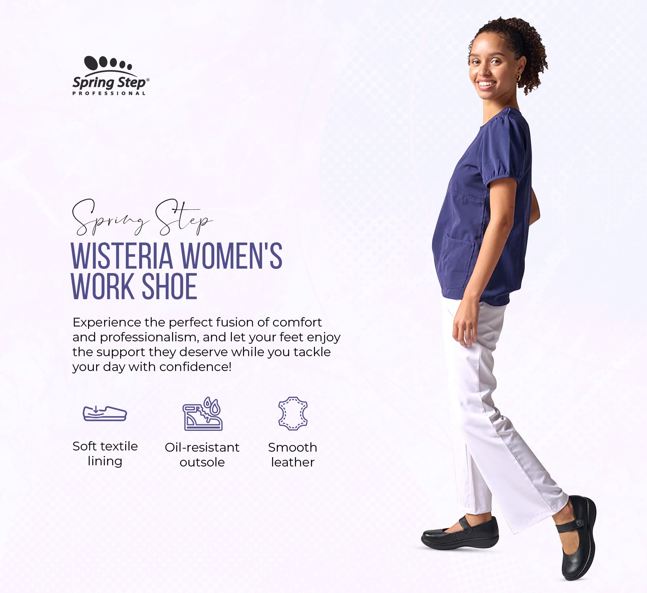 Spring Step Women's Wisteria Slip-Resistant Work Shoes - Comfortable & Durable Non-Slip Shoes for Nurses, Waitresses & Healthcare Professionals