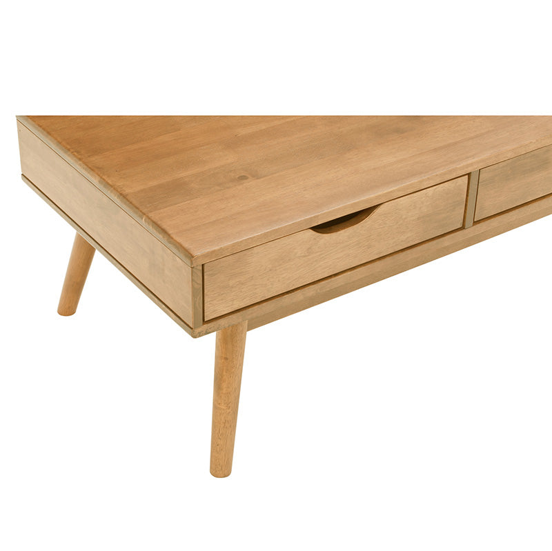 LAMAR Modern Coffee Table with 2 Drawers, 106cm Wide Natural Wood Finish - Perfect for Living Room, Lounge & Home Office Decor
