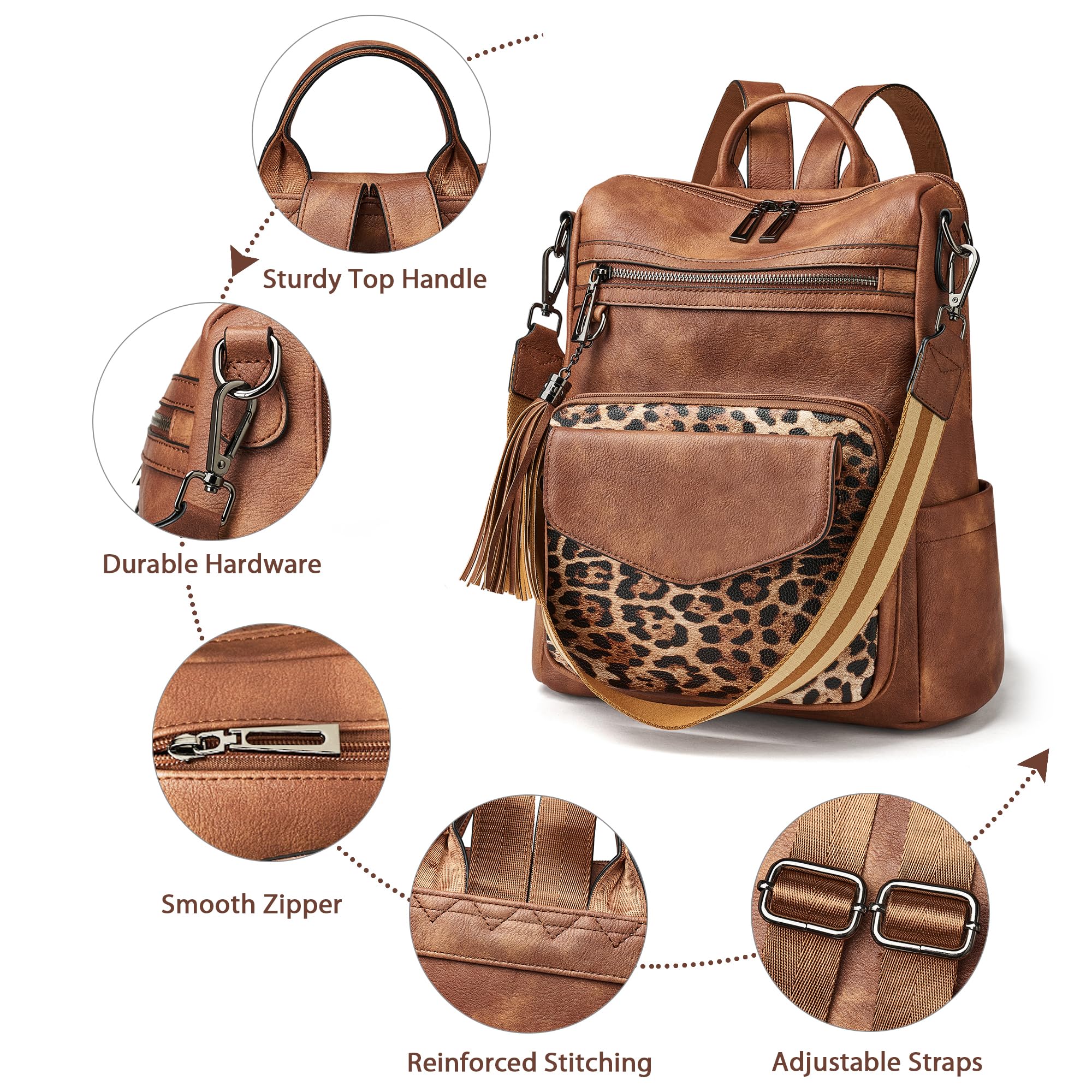 OPAGE Women's Leather Anti-Theft Travel Backpack Purse - Fashion Designer Shoulder Bag with Wristlet for Work, Commuting & Travel Accessories