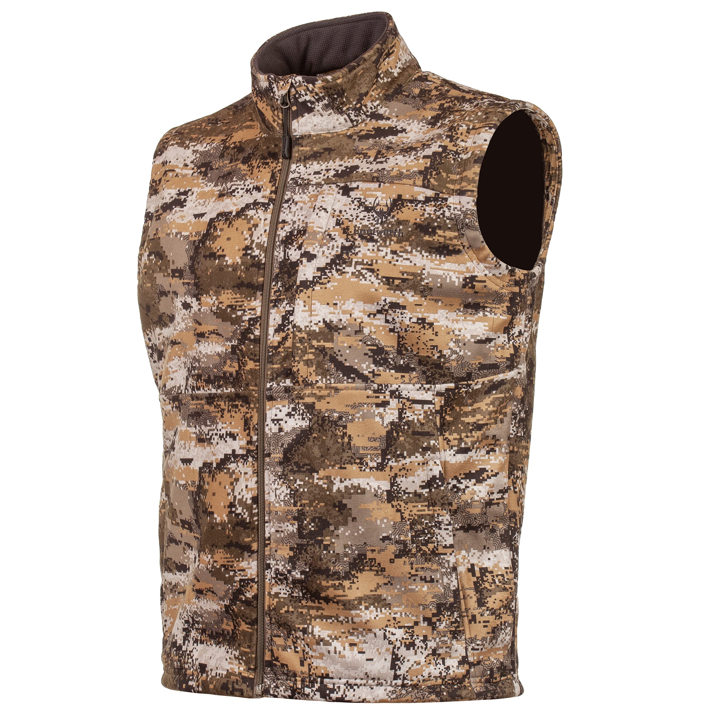 Huntworth Men's Elkins Mid-Weight Windproof Soft Shell Vest with Waffle Fleece Lining - Lightweight Outdoor Hunting & Hiking Jacket for Cold Weather