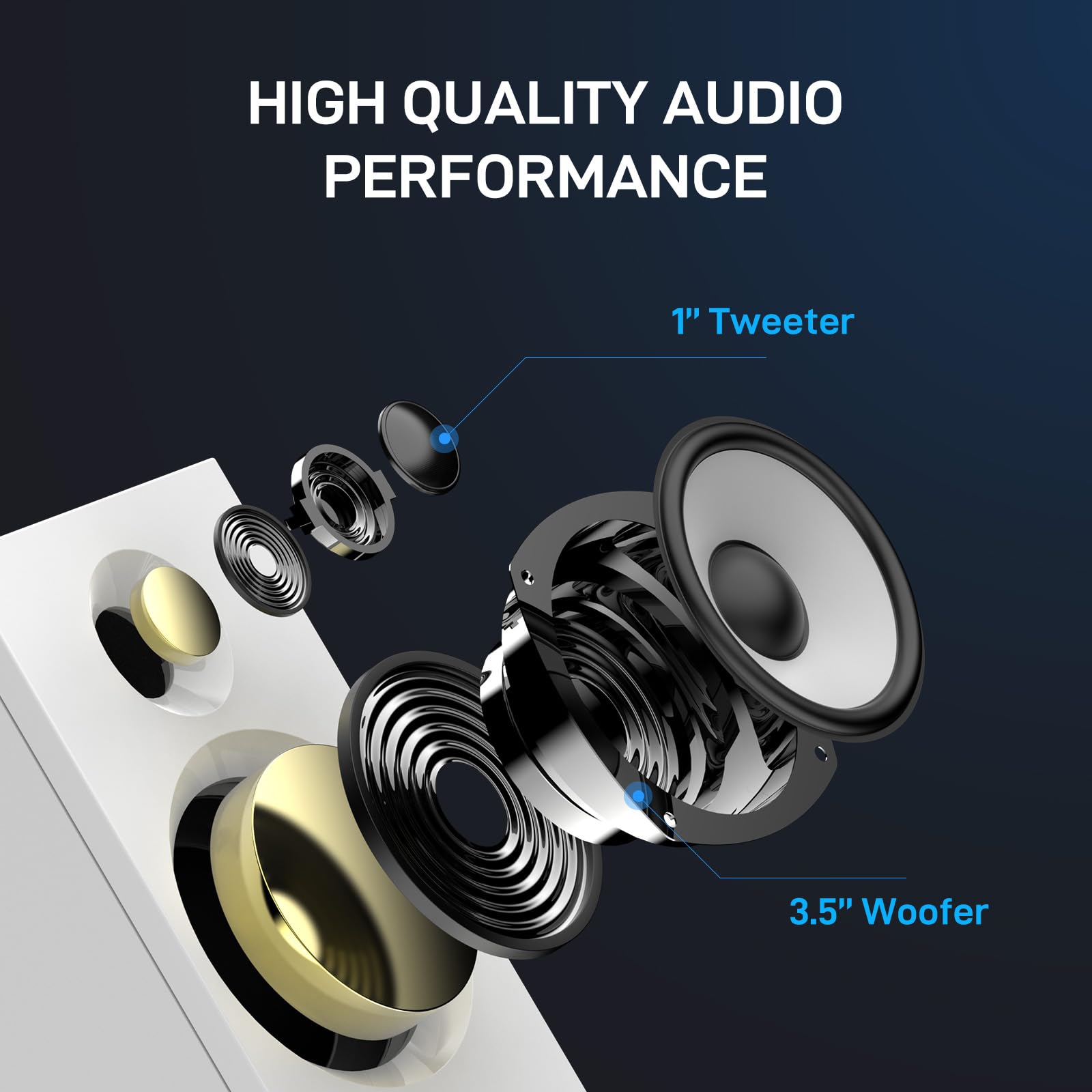 BT16 Active Bookshelf Speakers with 3.5