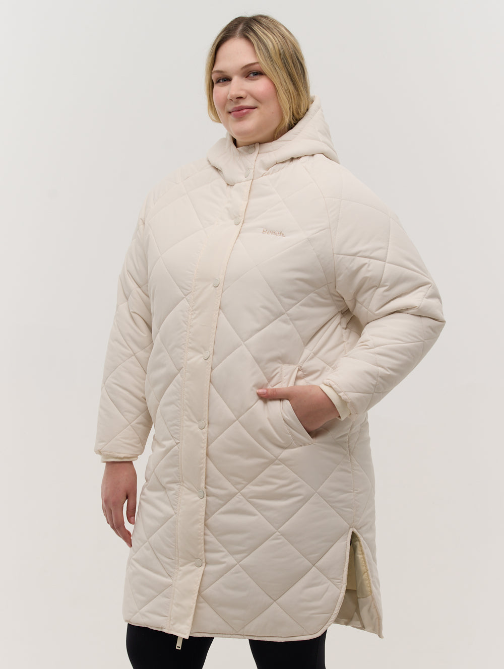 Genie Diamond Quilted Midi Parka Jacket for Women - Winter Warm Coat with Hood, Waterproof Windbreaker Outerwear - Perfect for Snow, Hiking & Daily Commute