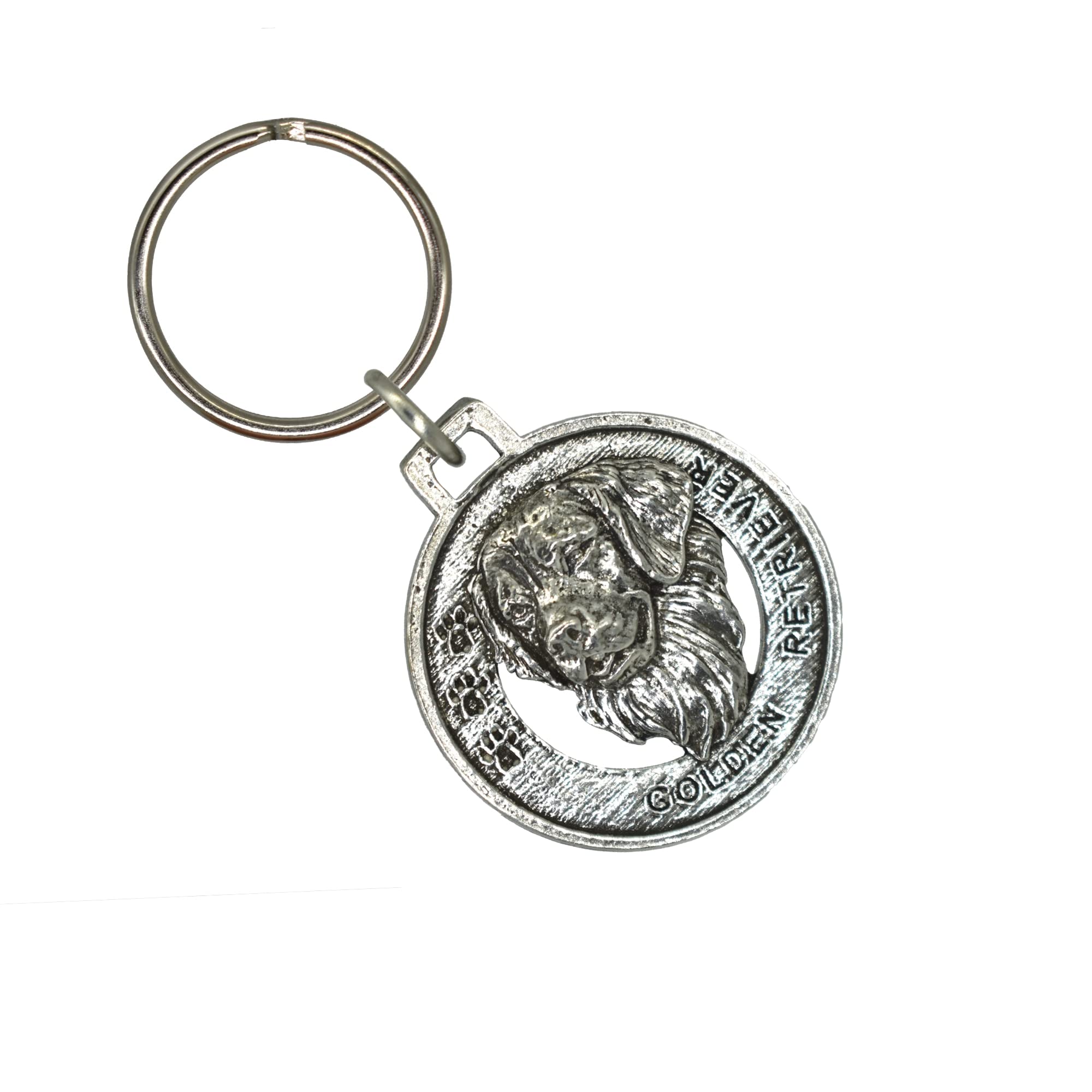 Golden Retriever Keychain - Handmade Pewter Dog Tag Key Ring, 1.5 Inch, USA Made Pet Gift for Dog Lovers | Perfect for Keys, Backpacks & Gifts