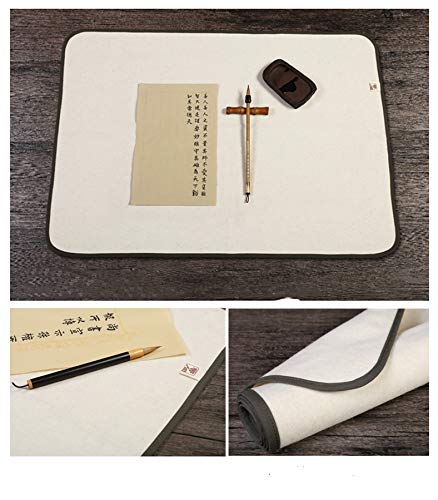 Premium Chinese Calligraphy Mat - Sumi Drawing & Painting Felt Desk Pad - Washable Thin Wool Felt (White, 39.3