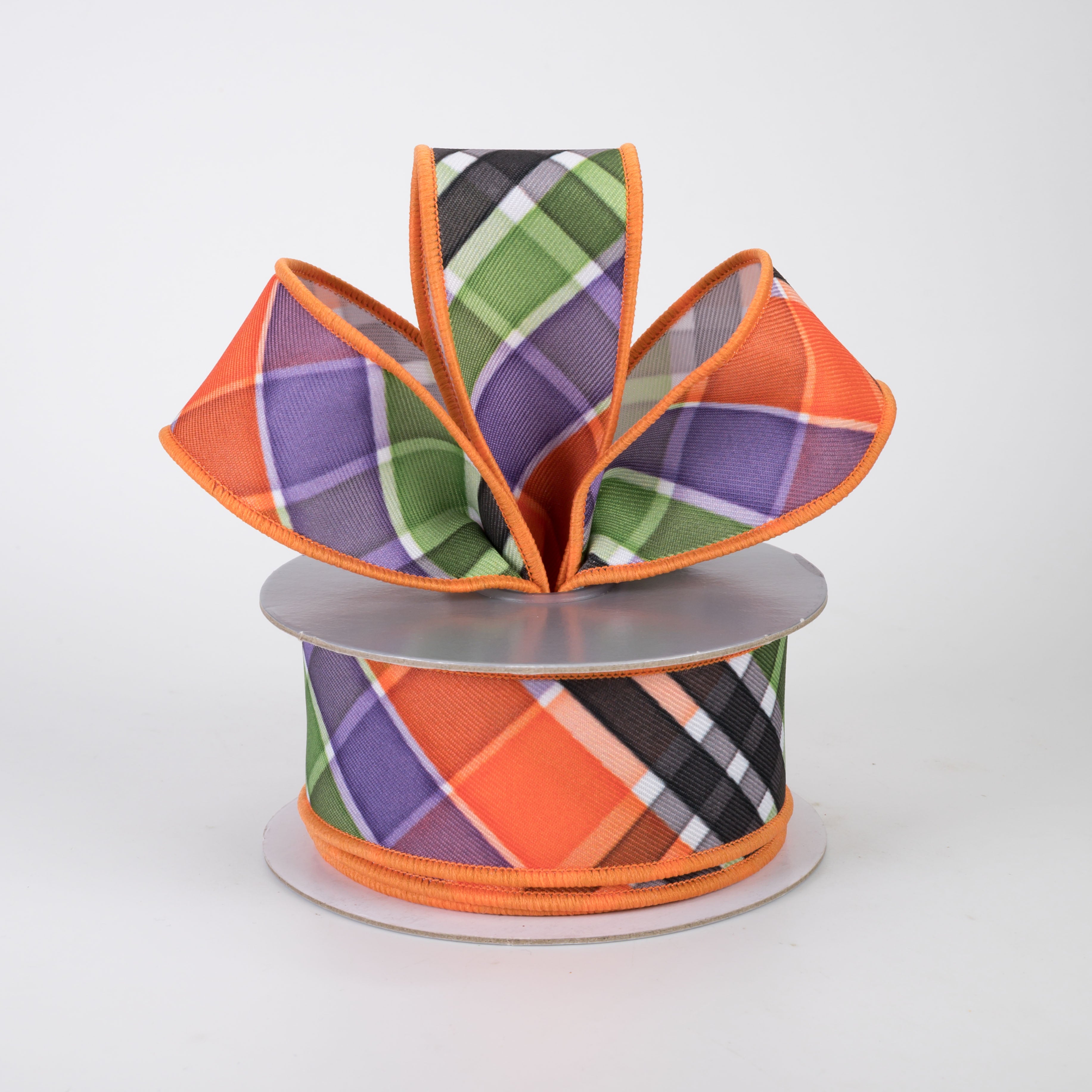 1.5 Inch Deluxe Bold Plaid Ribbon - Purple Halloween Decoration Ribbon (10 Yards) for Gift Wrapping, DIY Crafts, Party Decorations, and Seasonal Home Decor