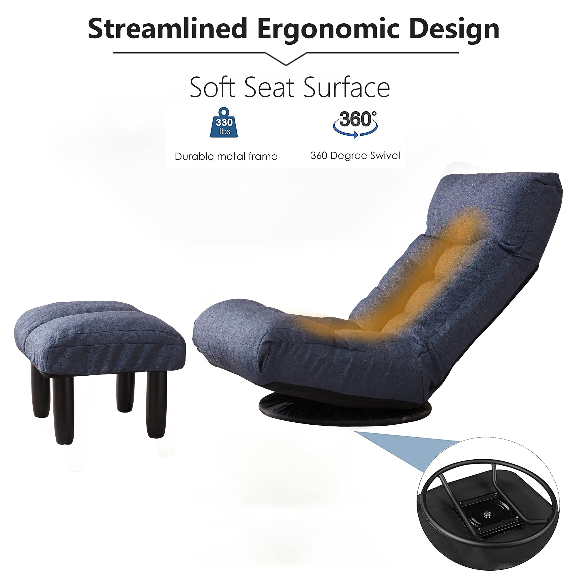Adjustable Floor Recliner Chair - Japanese Tatami Style Lazy Sofa for Living Room, Balcony & Leisure | Portable Single Seat with Reclining Back