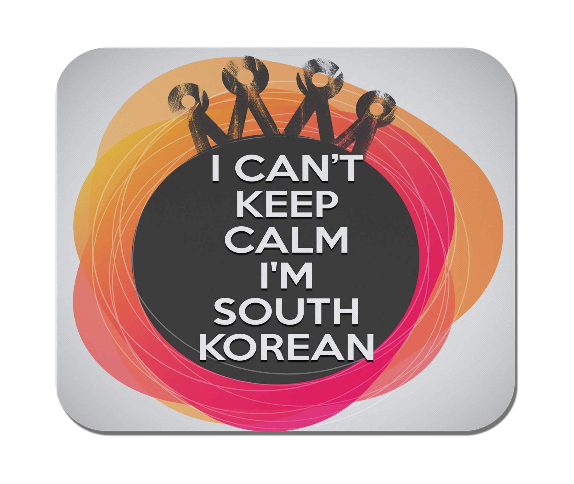 Makoroni - 'I Can't Keep Calm I'm South Korean' Non-Slip Rubber Mouse Pad for Computer, Gaming & Office - Perfect for K-Pop Fans, Work Desks & PC Battlestations