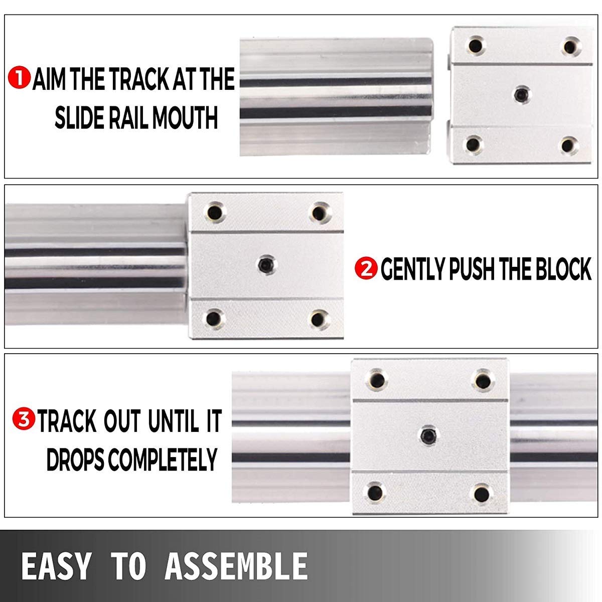 SBR16 Linear Rail Shaft Guide & Bearing Slide Block Kit - 4Pcs 200mm Rails + 8Pcs SBR16UU Blocks with End Stops | CNC Router & 3D Printer Parts for Precision Motion Control in DIY Automation Projects