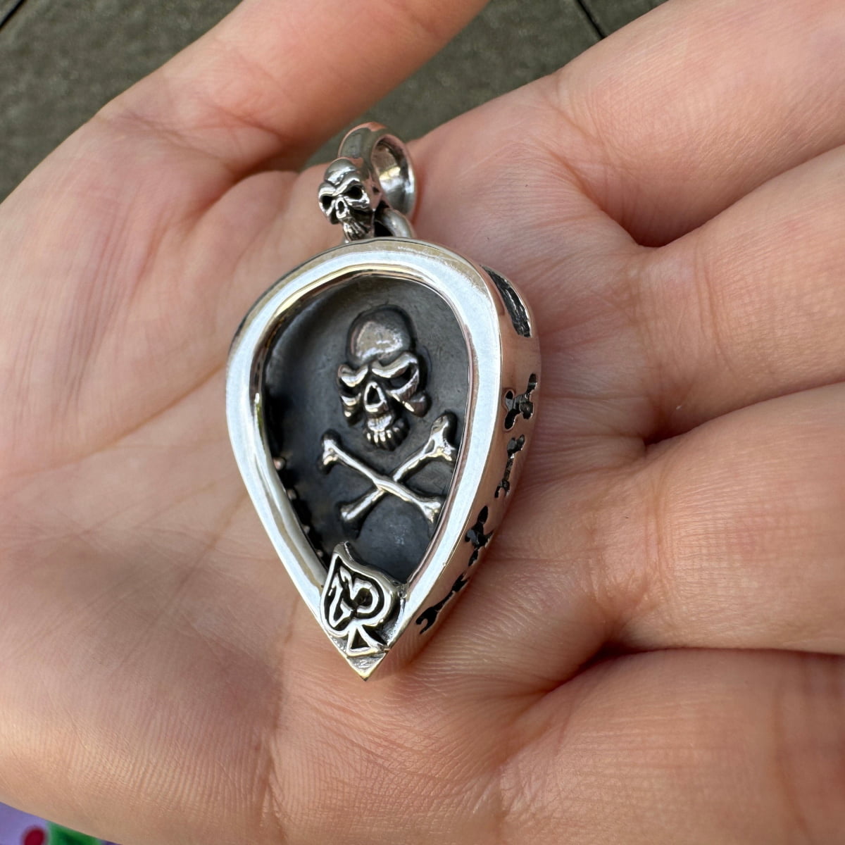 Skull Guitar Pick Holder - Sterling Silver Pendant Necklace for Musicians | Perfect Gift for Guitar Players & Rock Music Lovers