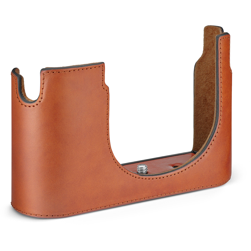 Leica Q3 Genuine Leather Half Case in Cognac - Premium Camera Protection for Travel & Street Photography