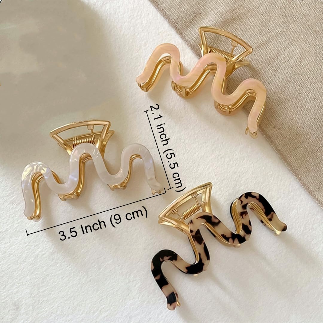 3.5 Inch Metal Hair Claw Clips - Large Tortoise Shell Barrettes for Long, Thick & Thin Hair | Non-Slip Hair Accessories for Women (3pcs) | Perfect for Work, Gym & Everyday Styling