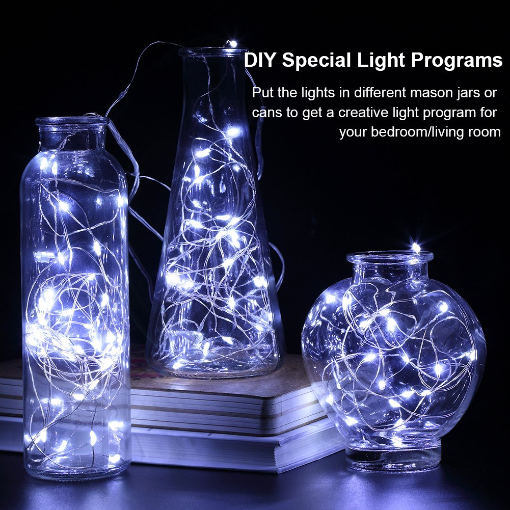 GDEALER 2 Pack 20 Ft 60 LED Battery Operated Fairy String Lights - Waterproof Christmas Decorations with Remote Control & 8 Lighting Modes | Perfect for Indoor/Outdoor Holiday Decor, Bedroom, Wedding, Party, Garden and Patio Lighting