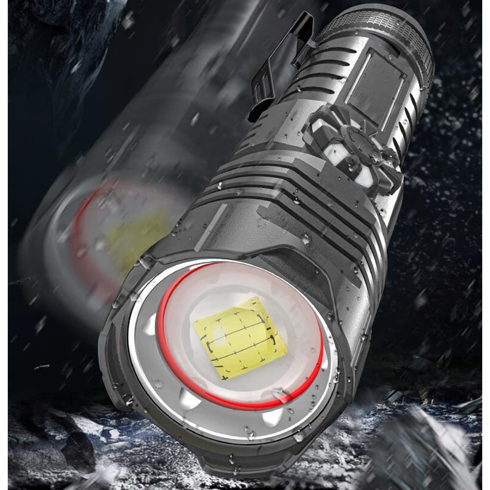High-Power LED Tactical Flashlight - Adjustable Focus, Stepless Dimming, Waterproof for Outdoor Adventures (Hiking, Camping, Emergency Use) | XH-P50 Highlight Wick
