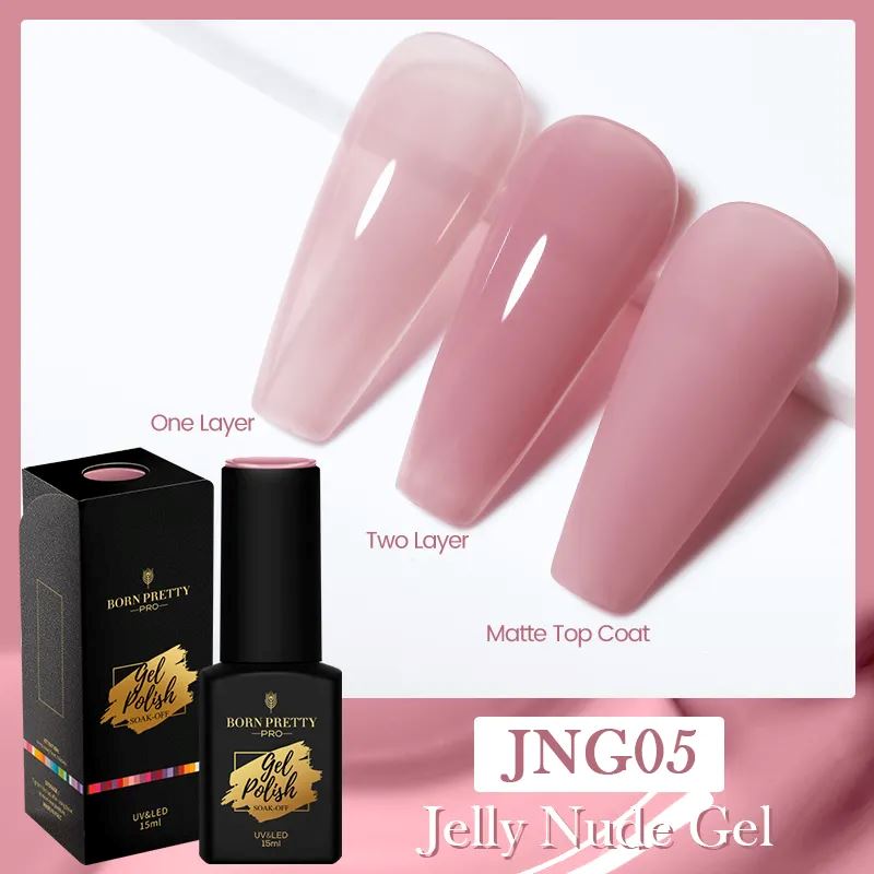 Born Pretty Jelly Nude Gel Polish - 15ml Long Lasting Nail Polish for Natural Nude Look | Perfect for Everyday Wear, Office, and Special Occasions