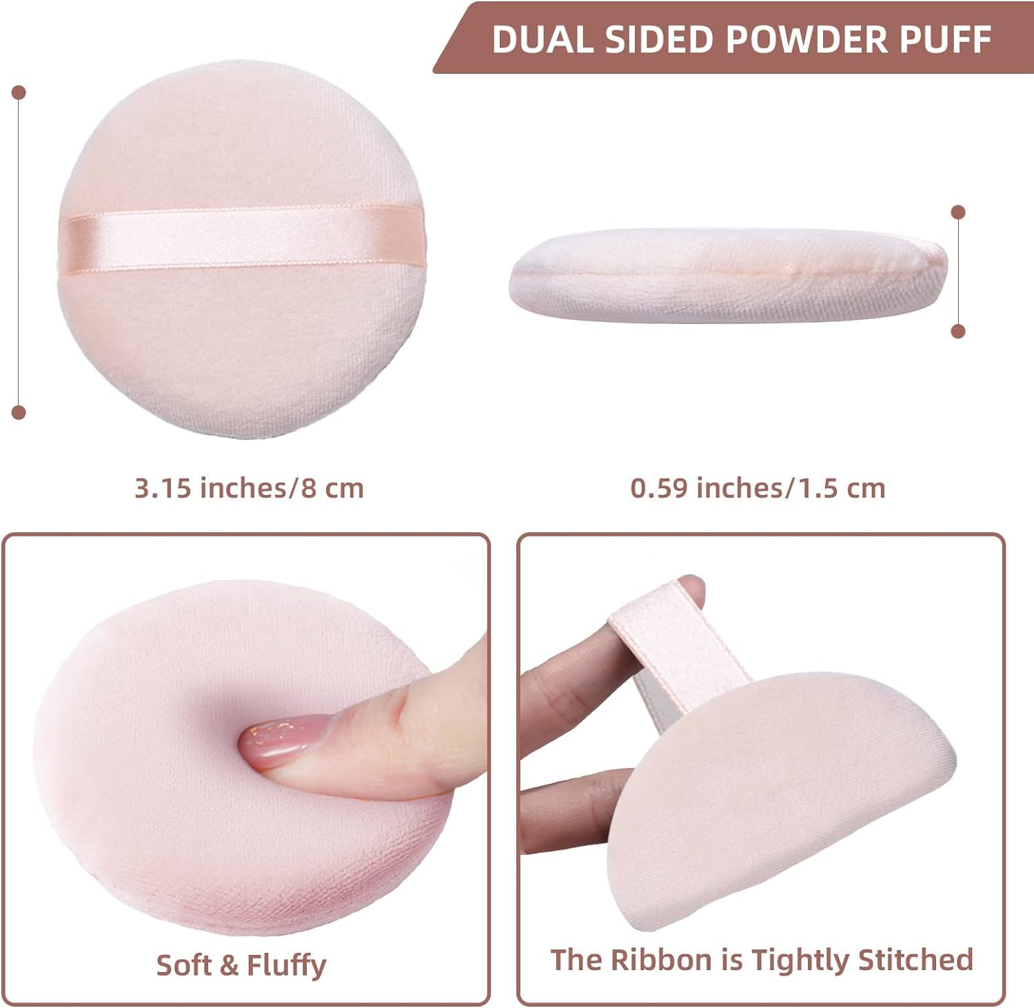 AKADO Premium Cotton Powder Puff for Loose Powder - Soft Round Makeup Sponge for Face & Body - Professional Cosmetic Puff (2 Pack) - Perfect for Airbrush Makeup & On-the-Go Touch Ups