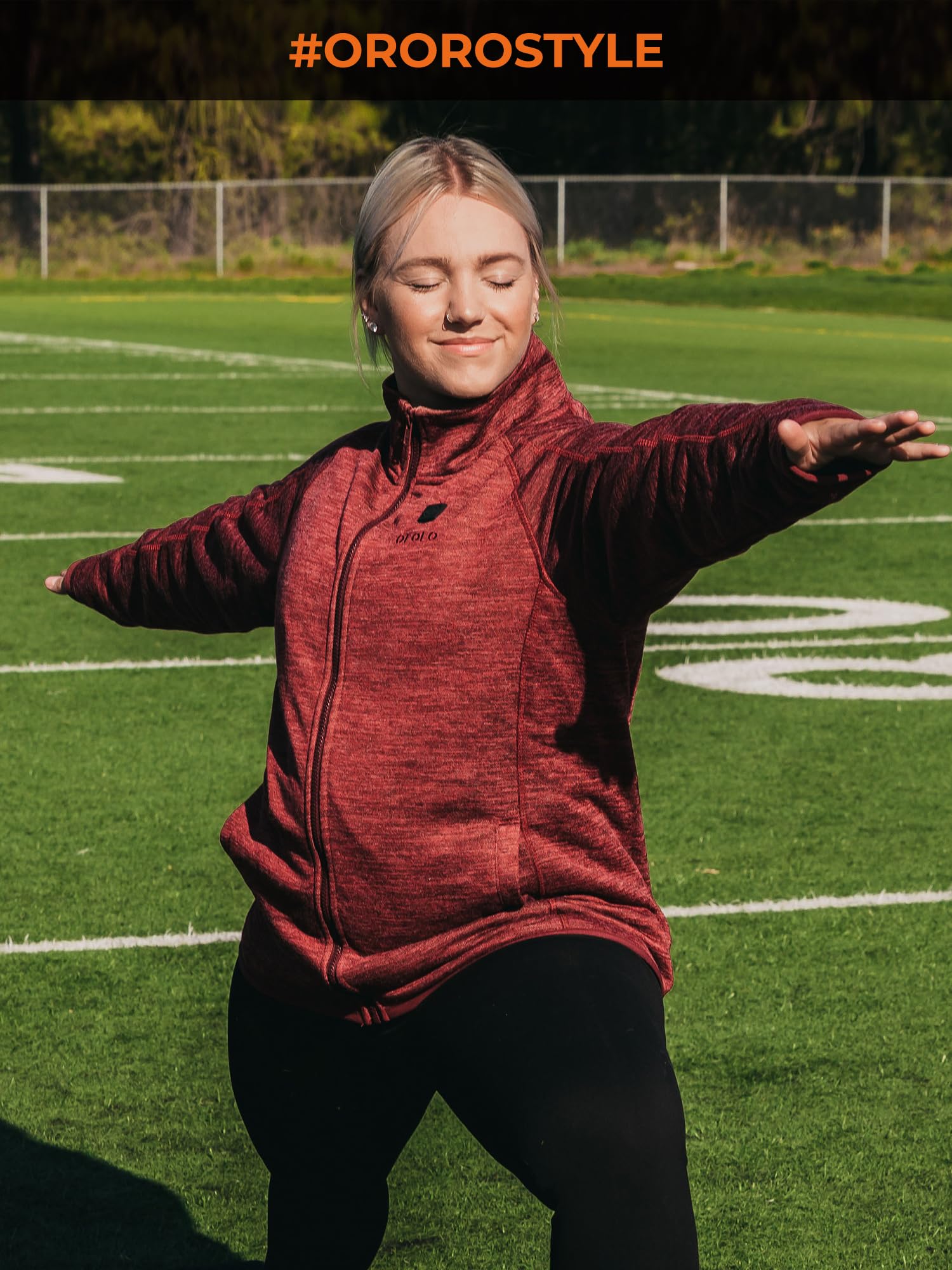 ORORO Women's Heated Fleece Jacket with Rechargeable Battery - Winter Warm Electric Heated Coat for Outdoor Activities, Camping & Hiking - Charger Not Included