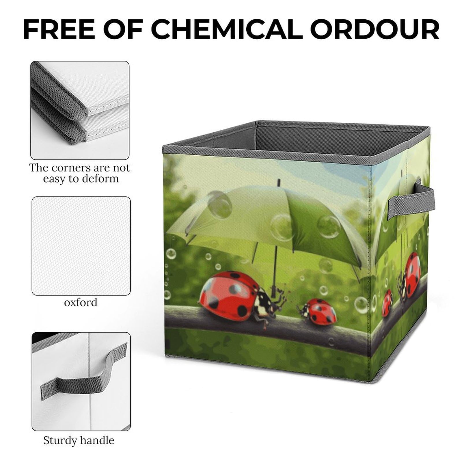 Funny Ladybug Storage Box with Umbrella Handle - Foldable Clothes Organizer for Cabinet, Shelf & Closet | Perfect for Kids' Room, Nursery & Seasonal Clothing Storage