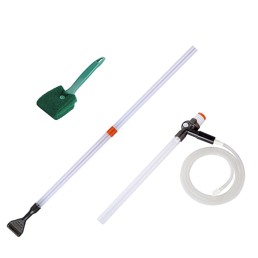 PULACO Aquarium Gravel Cleaner - Quick Water Changer with Air-Pressing Button, Fish Tank Sand Cleaner Kit with Free Brush | Perfect for Freshwater & Saltwater Tanks, Easy Maintenance for Home & Office Aquariums